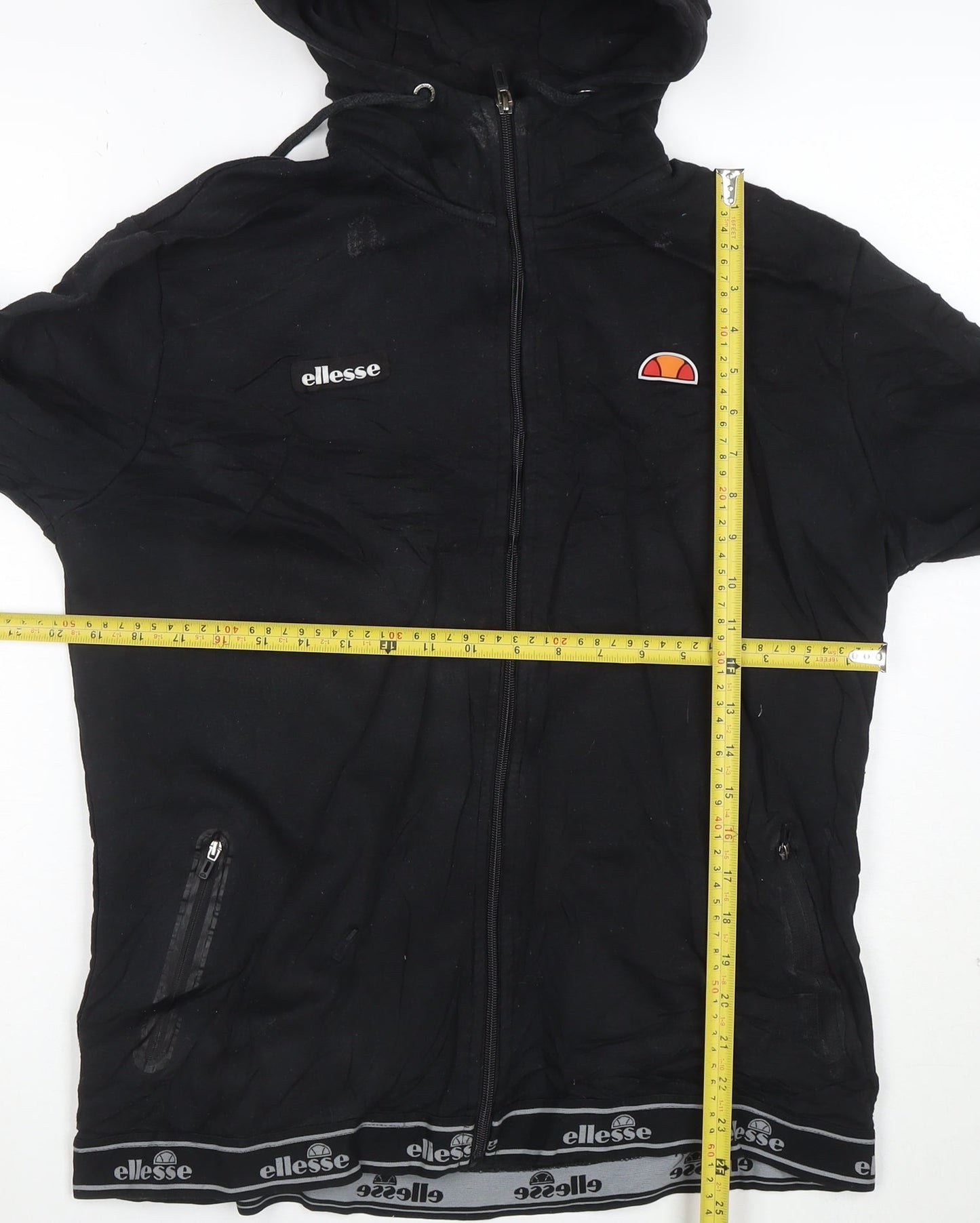 Ellesse Womens Black Full Zip Hoodie Jacket Size L Polyester Cotton