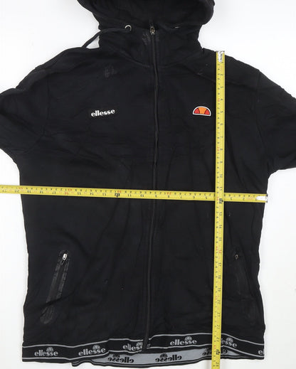 Ellesse Womens Black Full Zip Hoodie Jacket Size L Polyester Cotton