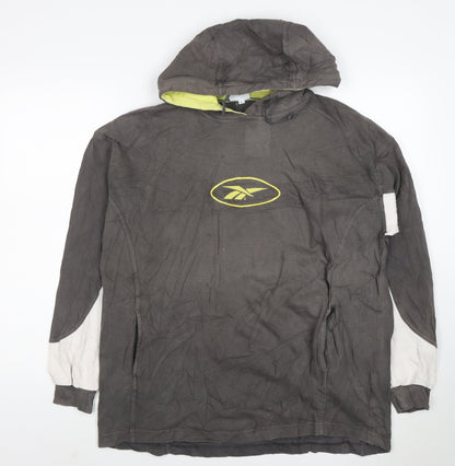 Reebok Men’s Grey Pullover Hoodie L Logo Graphic Sportswear