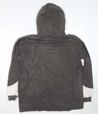 Reebok Men’s Grey Pullover Hoodie L Logo Graphic Sportswear