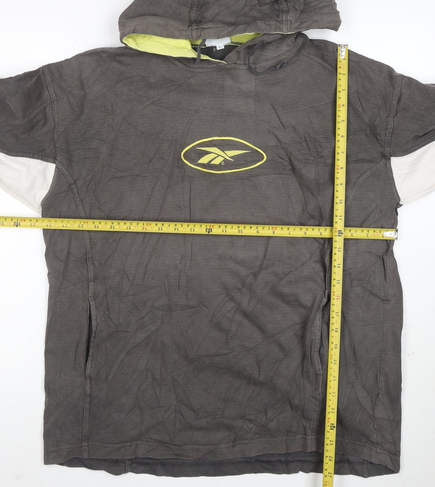 Reebok Men’s Grey Pullover Hoodie L Logo Graphic Sportswear