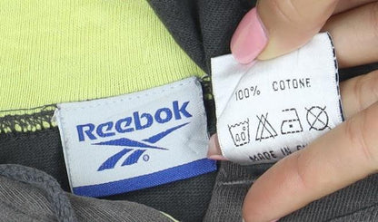 Reebok Men’s Grey Pullover Hoodie L Logo Graphic Sportswear