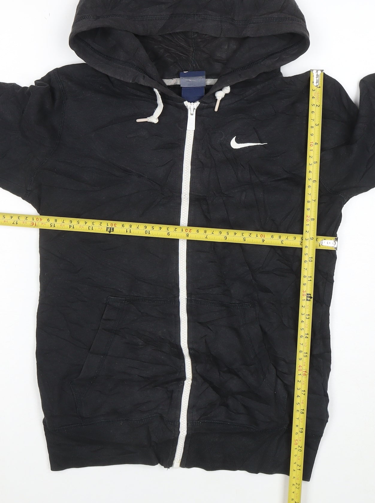 Nike Women's Black XS Full Zip Hoodie Cotton Blend Zip Pockets