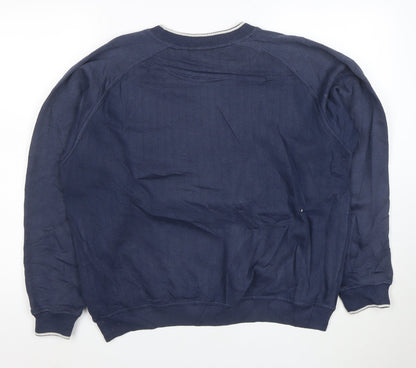 Umbro Men's Blue Crew Neck Logo Pullover Sweatshirt M