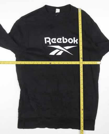 Reebok Mens Black M Pullover Crew Neck Logo Sweatshirt