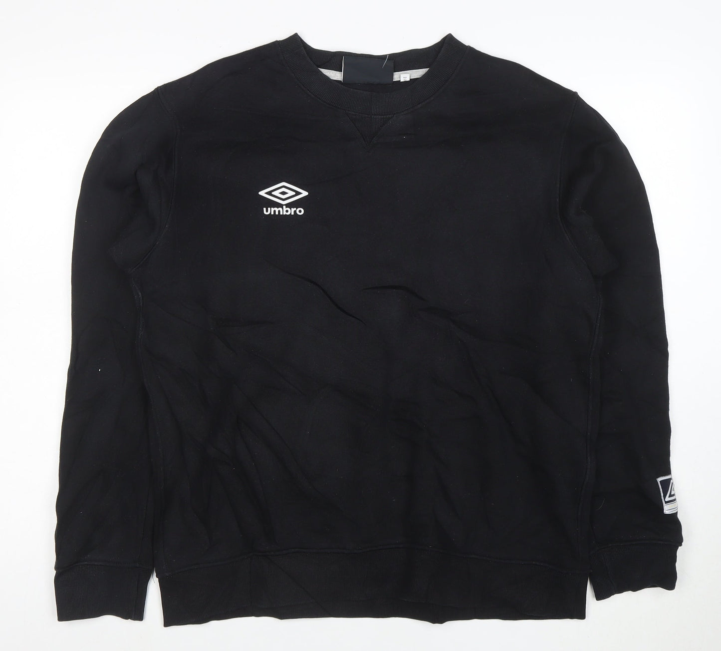 Umbro Mens Black L Crew Neck Pullover Sweatshirt Fleece