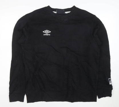 Umbro Mens Black L Crew Neck Pullover Sweatshirt Fleece