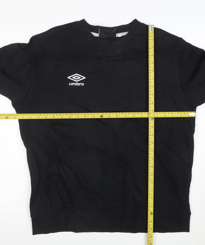 Umbro Mens Black L Crew Neck Pullover Sweatshirt Fleece