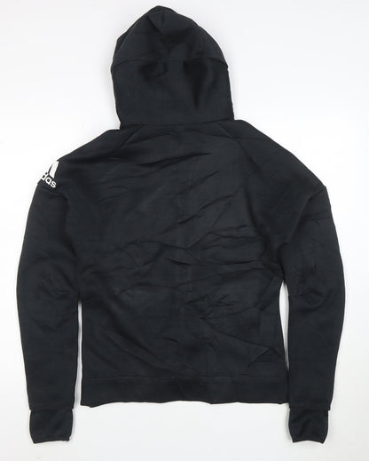 Adidas Womens Black Full Zip Hoodie L Hooded Sweatshirt