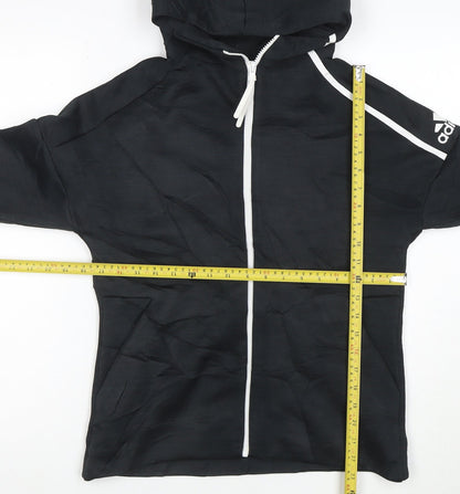 Adidas Womens Black Full Zip Hoodie L Hooded Sweatshirt