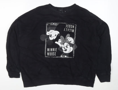 Disney Minnie Mouse Womens Black M Pullover Sweatshirt