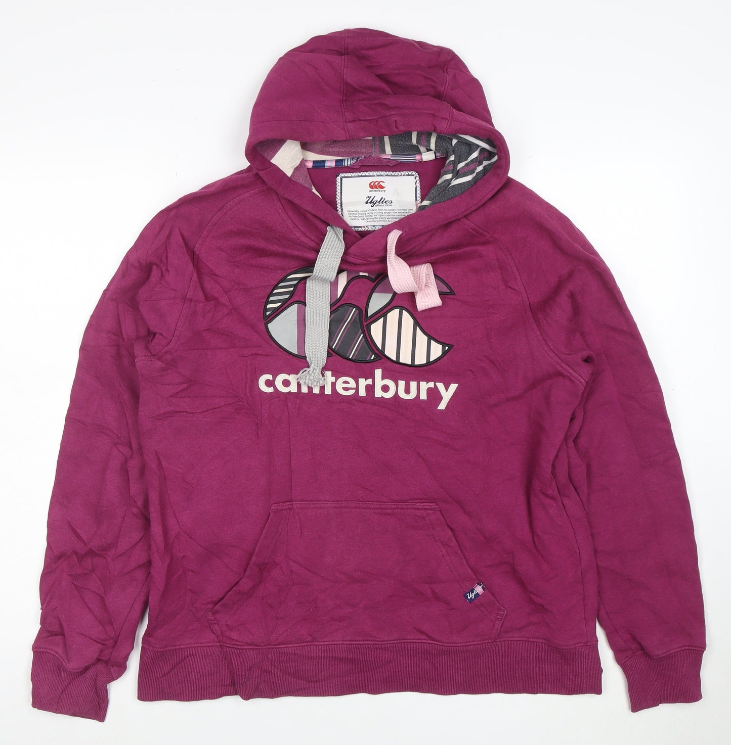 Canterbury Womens Purple Hoodie Size 16 Pullover Uglies Logo Sweatshirt