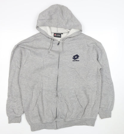 Lotto Men's Grey Full Zip Hoodie L Sports Fleece Sweatshirt