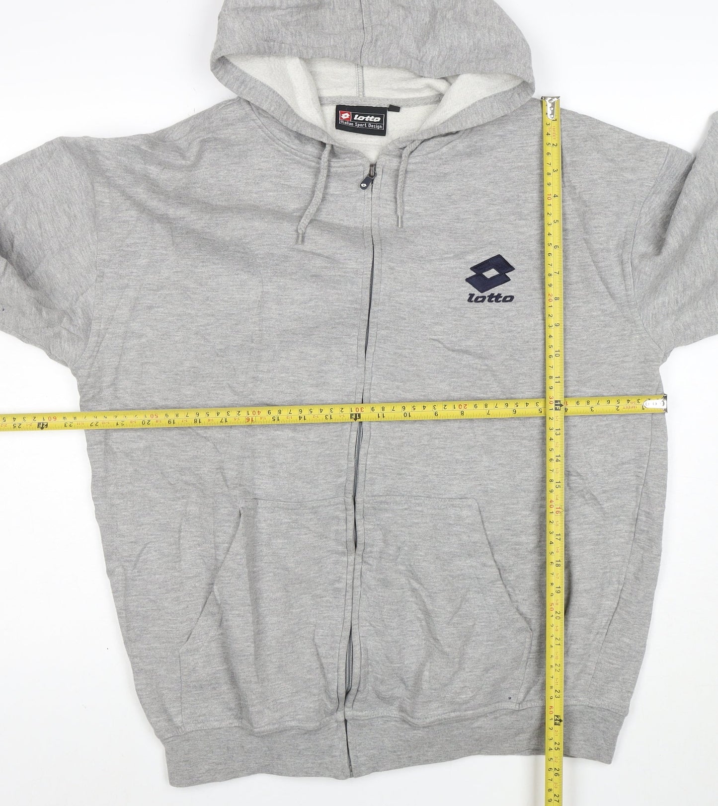 Lotto Men's Grey Full Zip Hoodie L Sports Fleece Sweatshirt