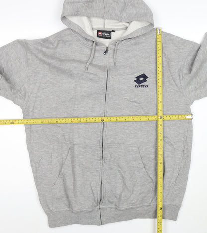 Lotto Men's Grey Full Zip Hoodie L Sports Fleece Sweatshirt