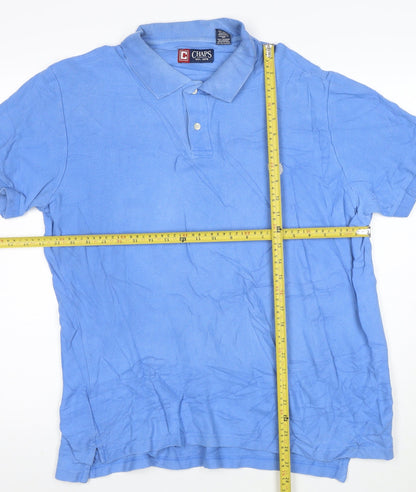 Chaps Men's Blue Cotton Short Sleeve Polo Shirt Size L