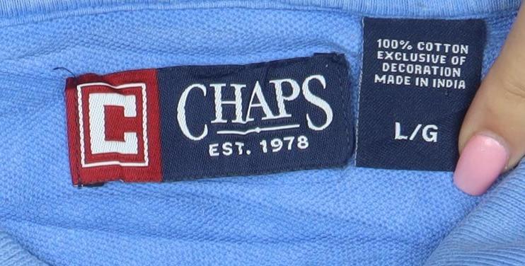 Chaps Men's Blue Cotton Short Sleeve Polo Shirt Size L