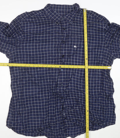 Burberry London Men's Blue Check Cotton Long Sleeve Shirt Size L