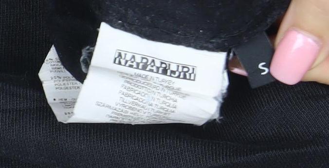 Napapijri Mens Black Pullover Hoodie Size S Logo Fleece Cotton