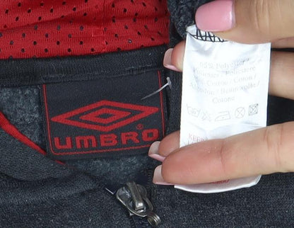 Umbro Men's Black 2XL Full Zip Hooded Sweatshirt with Logo