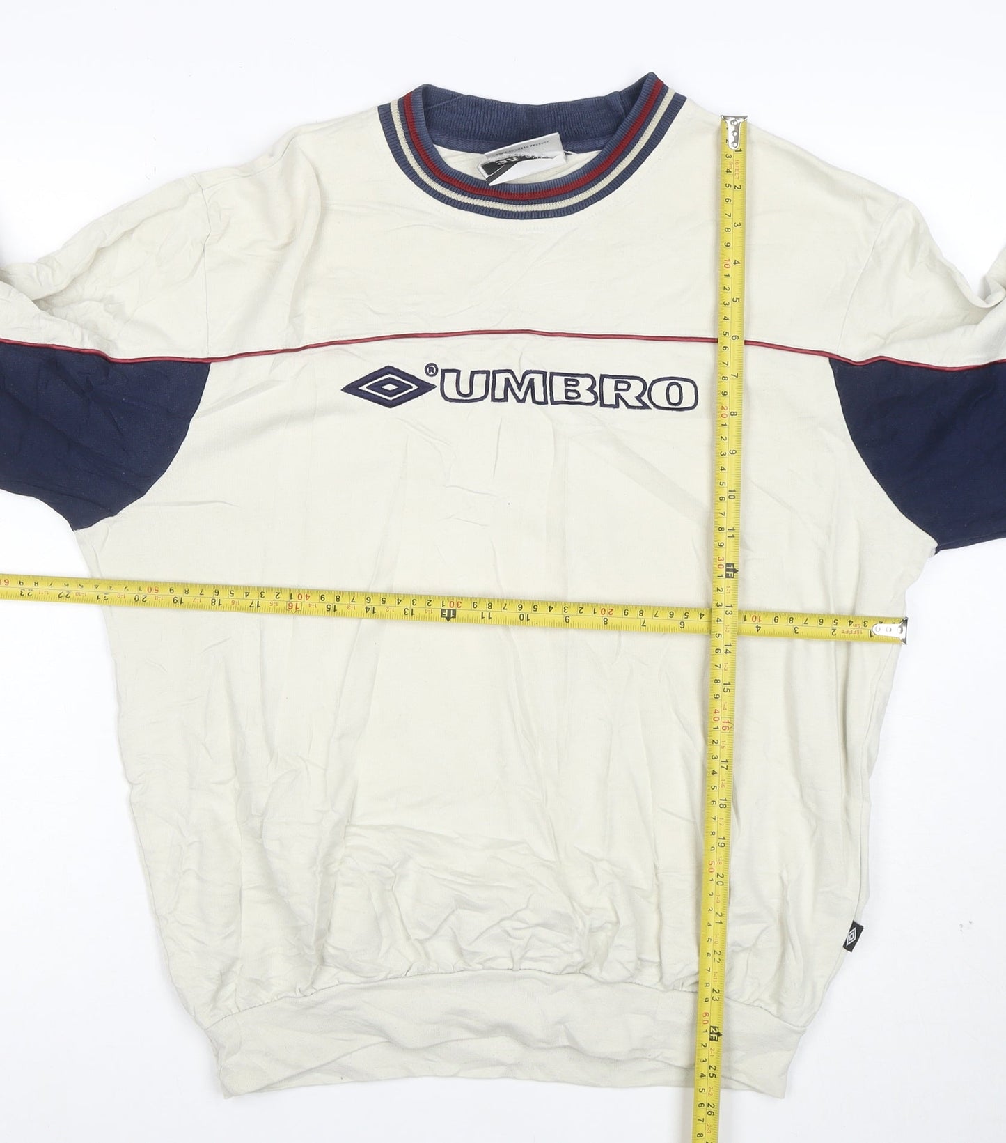 Umbro Mens Beige Long Sleeve Retro Sports Sweatshirt Size S