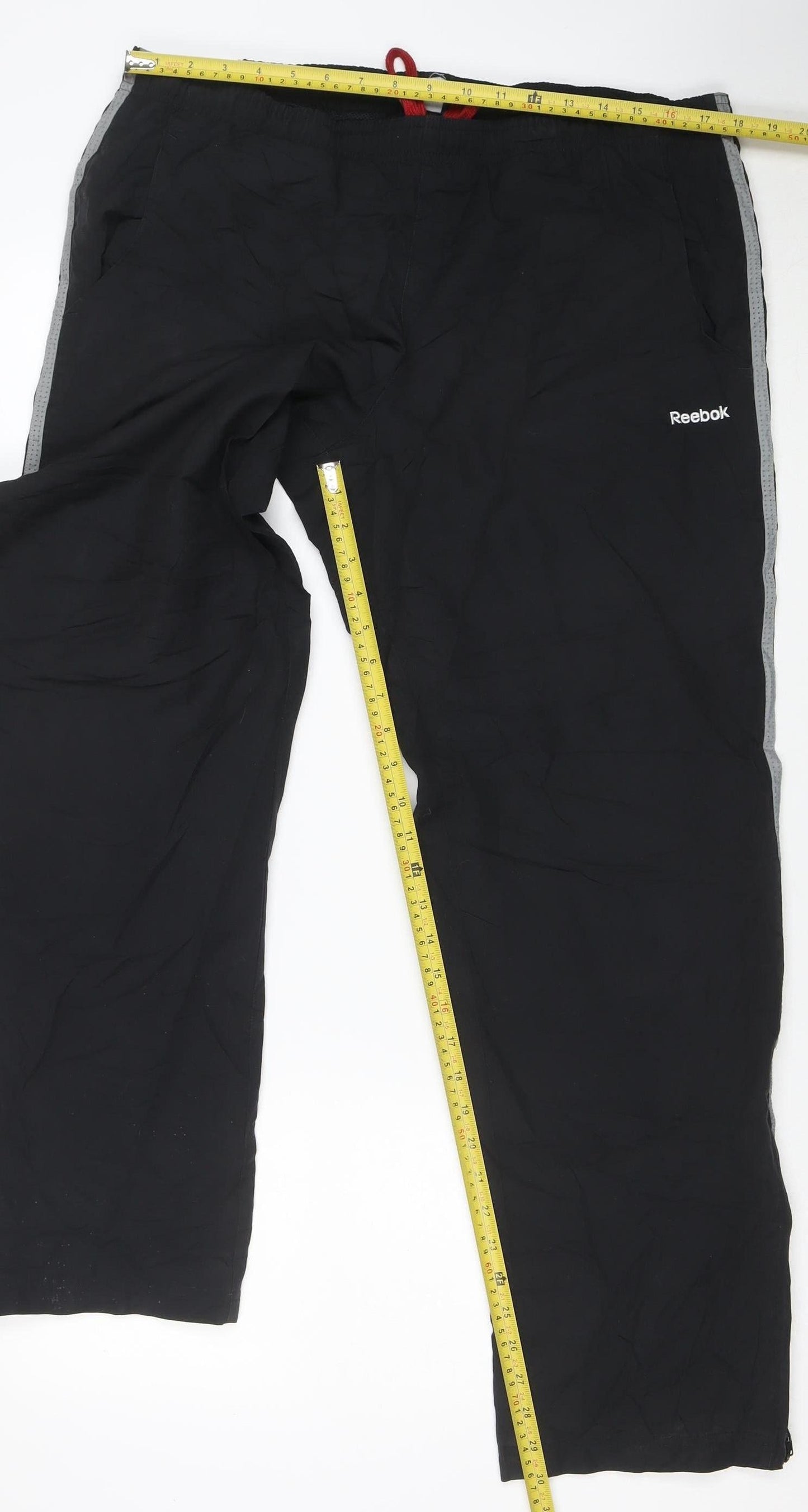 Reebok Men's Black L Track Pants Lightweight Reflective Sports Trousers