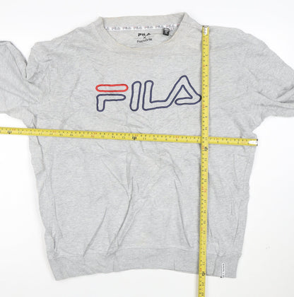 Fila Men's Grey Logo Pullover Sweatshirt Medium