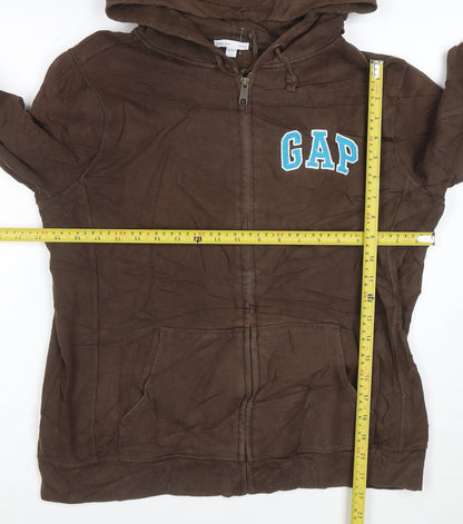 Gap Men's Brown Full Zip Hoodie L Cotton Blend Logo Sweatshirt