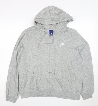 Nike Men's Grey Full Zip Hoodie L Lightweight Cotton Blend