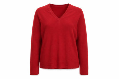 Chico's Women's Red V-Neck Knit Pullover Jumper Size M