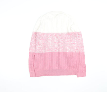Crew Clothing Women Pink White Cable Knit Jumper Size 12