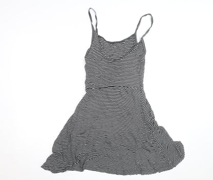 H&M Women's Black Striped Slip Dress Size 12 Sleeveless Jersey