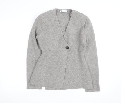 Zara Women Grey Wool Blend V-Neck Cardigan Size S