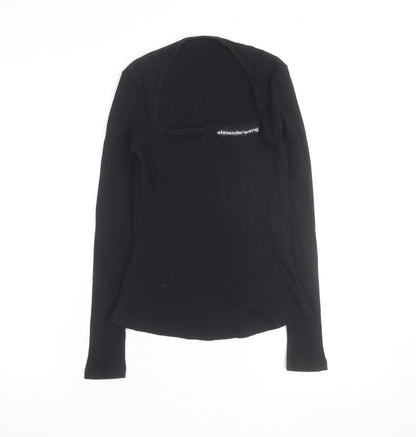 Alexander Wang Women's Black Long Sleeve Slim Fit Ribbed T-Shirt M