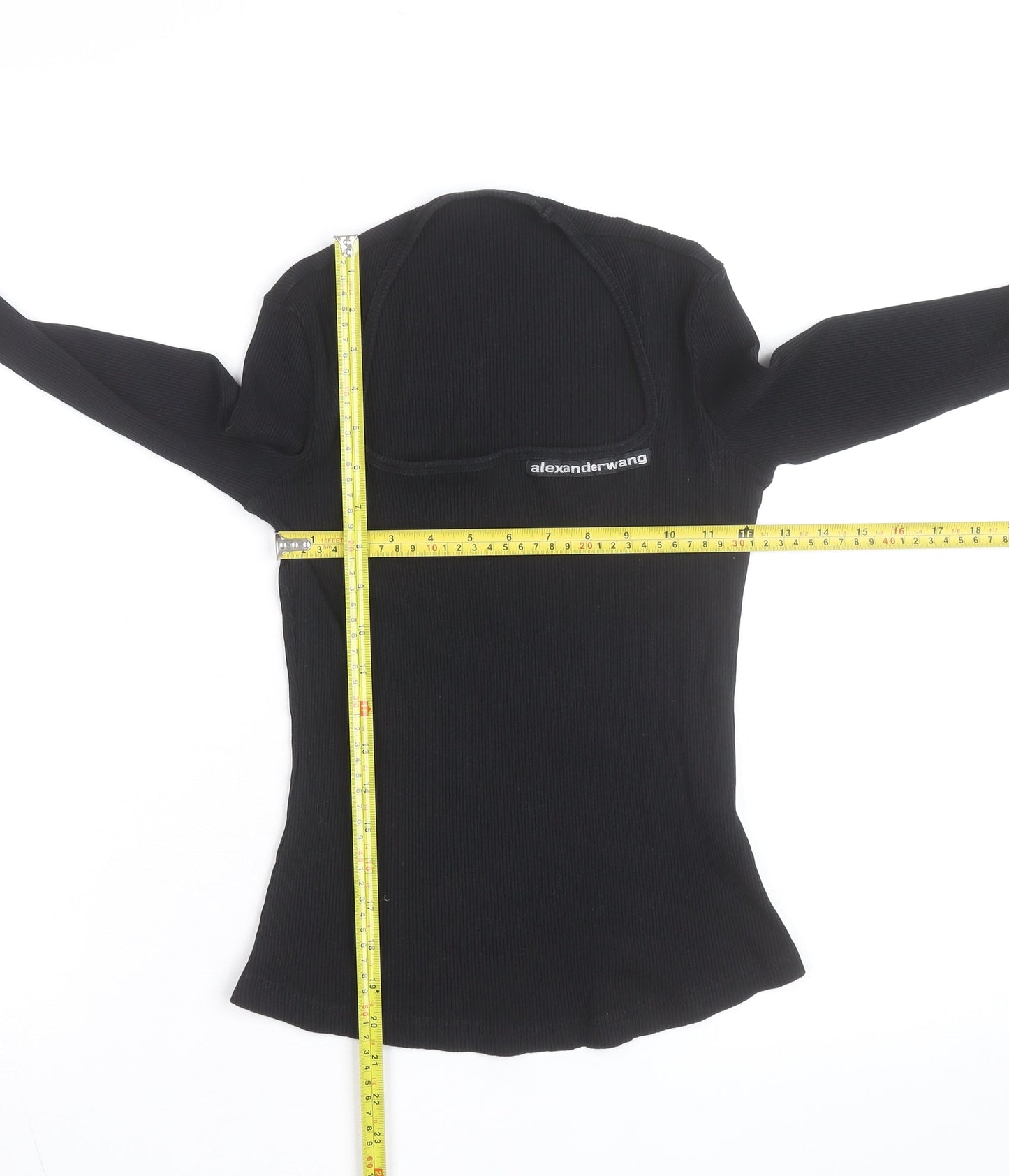 Alexander Wang Women's Black Long Sleeve Slim Fit Ribbed T-Shirt M