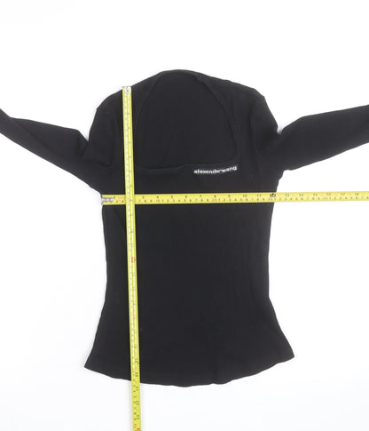 Alexander Wang Women's Black Long Sleeve Slim Fit Ribbed T-Shirt M