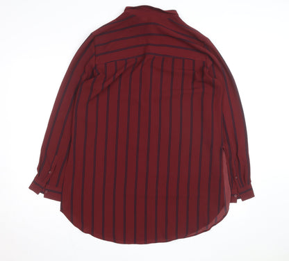 H&M Divided Women's Red Striped Long Sleeve Button-Up Shirt Size 12