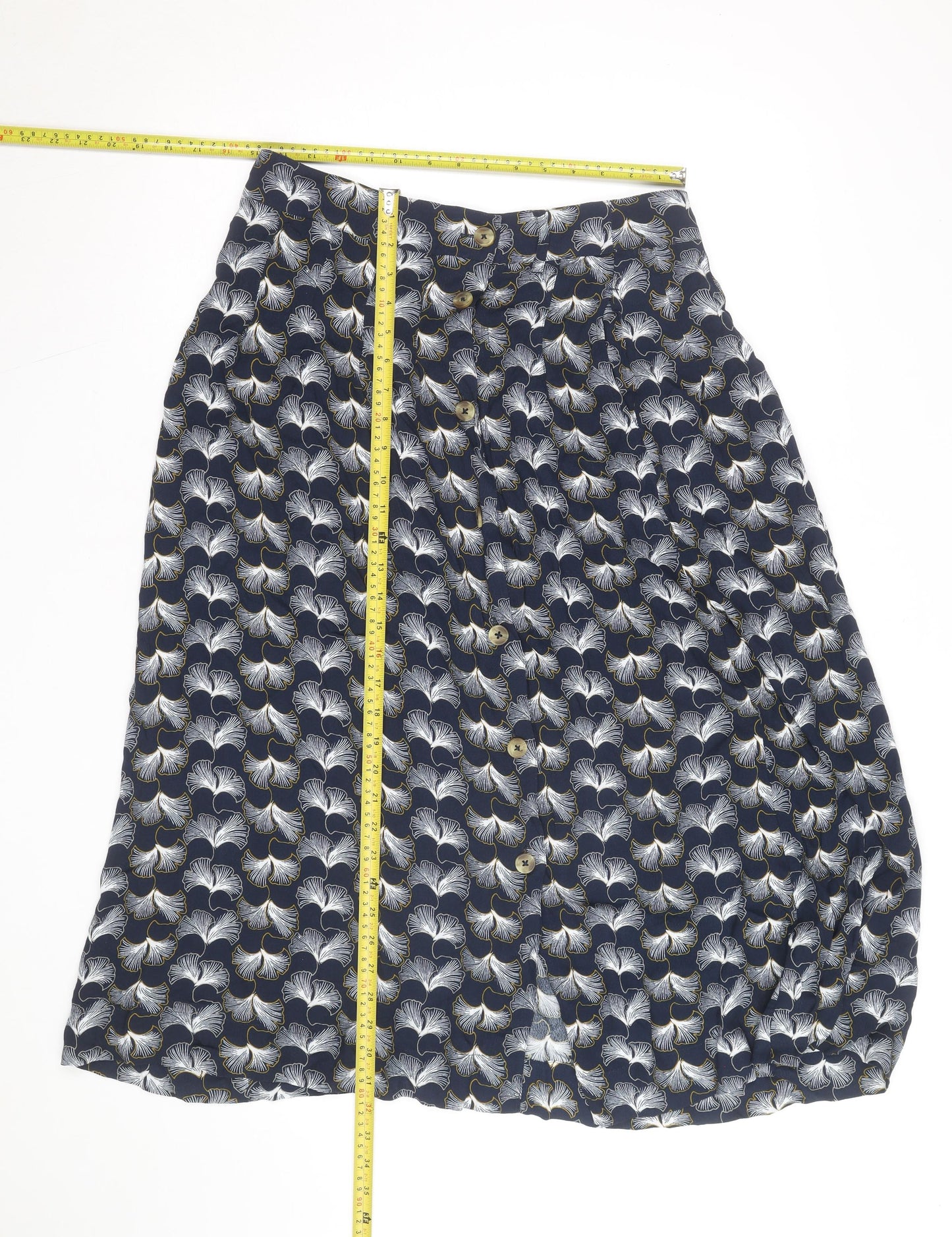 Marks and Spencer Women Blue Floral A-Line Knee Length Skirt Size 12