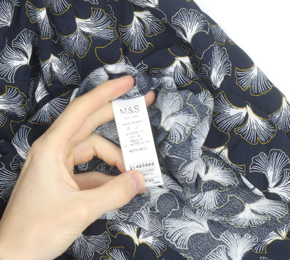 Marks and Spencer Women Blue Floral A-Line Knee Length Skirt Size 12