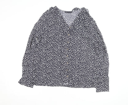Marks and Spencer Women's Blue Polka Dot Ruffle Blouse Size 12
