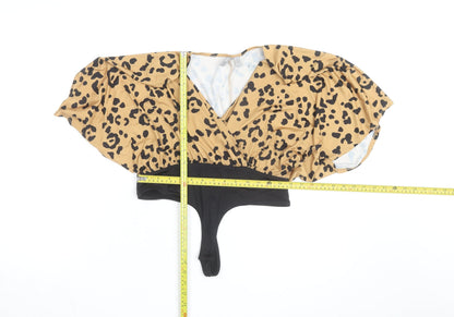 ASOS Women Beige Leopard Print One Piece Swimwear UK 10