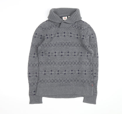 Levi's Men's Grey Shawl Collar Knit Pullover Jumper Size S