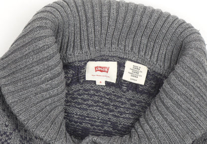 Levi's Men's Grey Shawl Collar Knit Pullover Jumper Size S