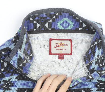 Joe Browns Men's Blue Aztec 1/4 Zip Cotton Sweatshirt XL