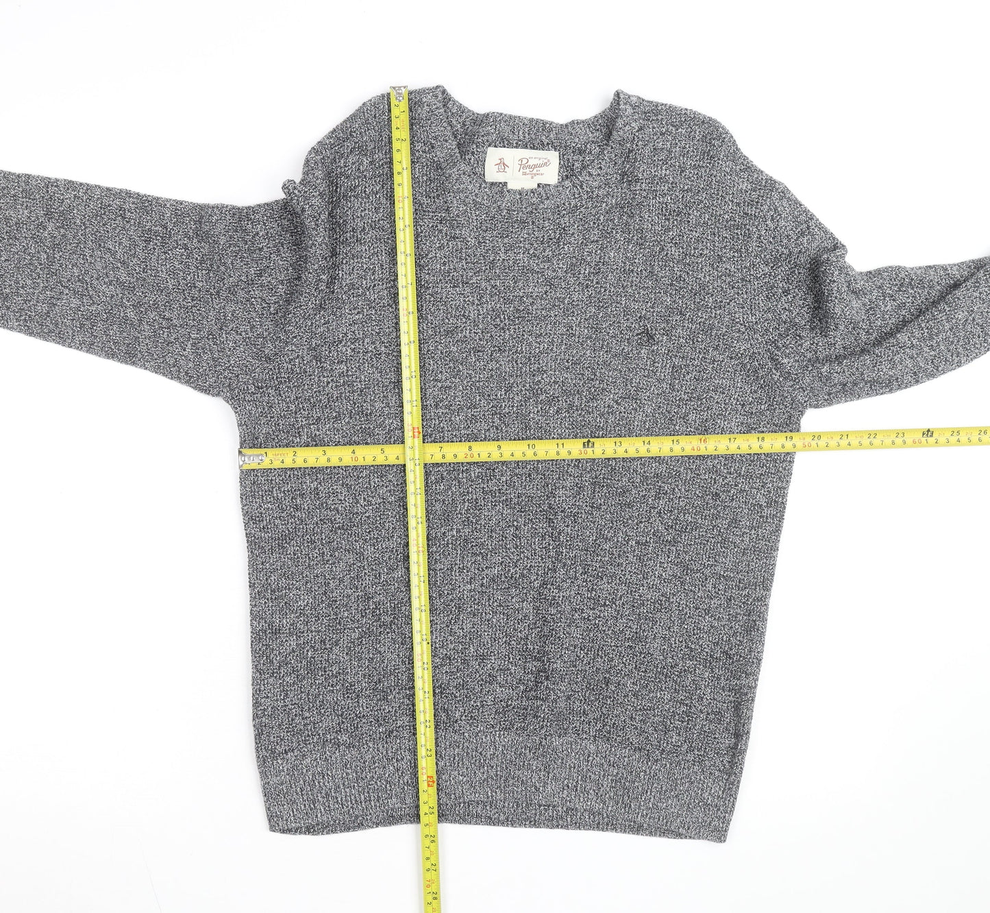 Original Penguin Men's Grey Knit Crew Neck Jumper Size M