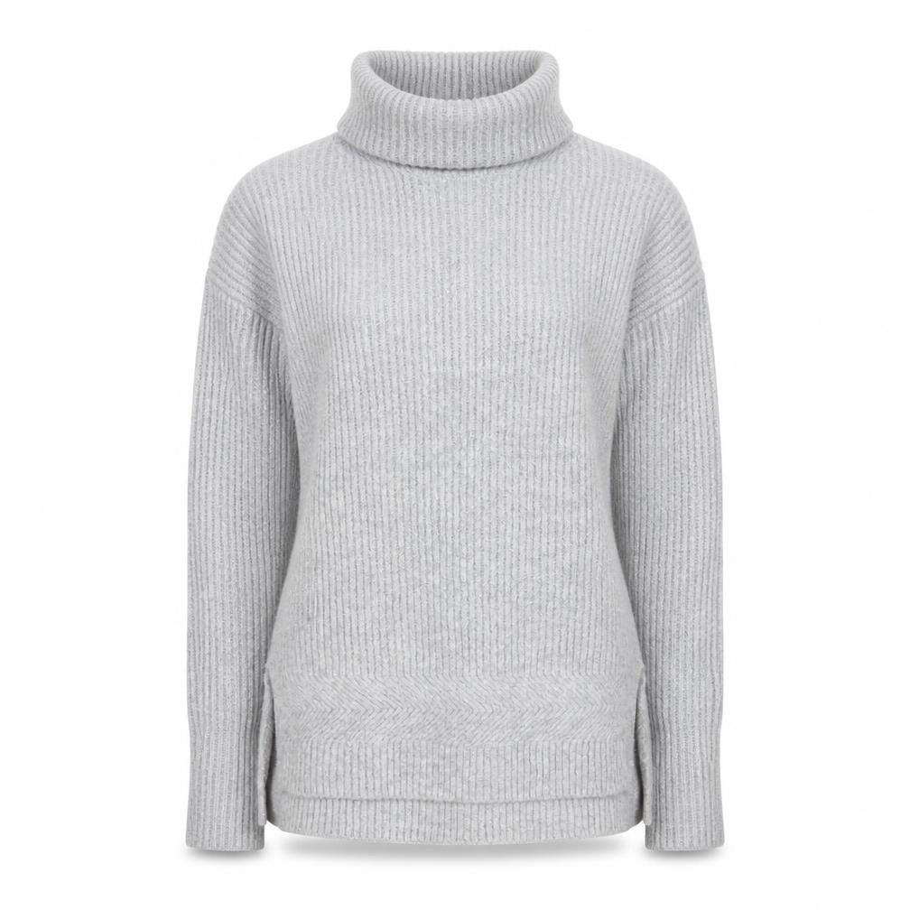 White Stuff Women's Grey Roll Neck Wool Blend Jumper Size 8