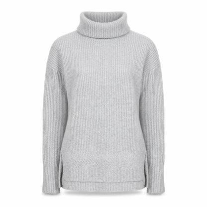 White Stuff Women's Grey Roll Neck Wool Blend Jumper Size 8