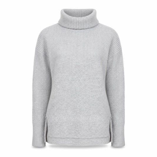 White Stuff Women's Grey Roll Neck Wool Blend Jumper Size 8