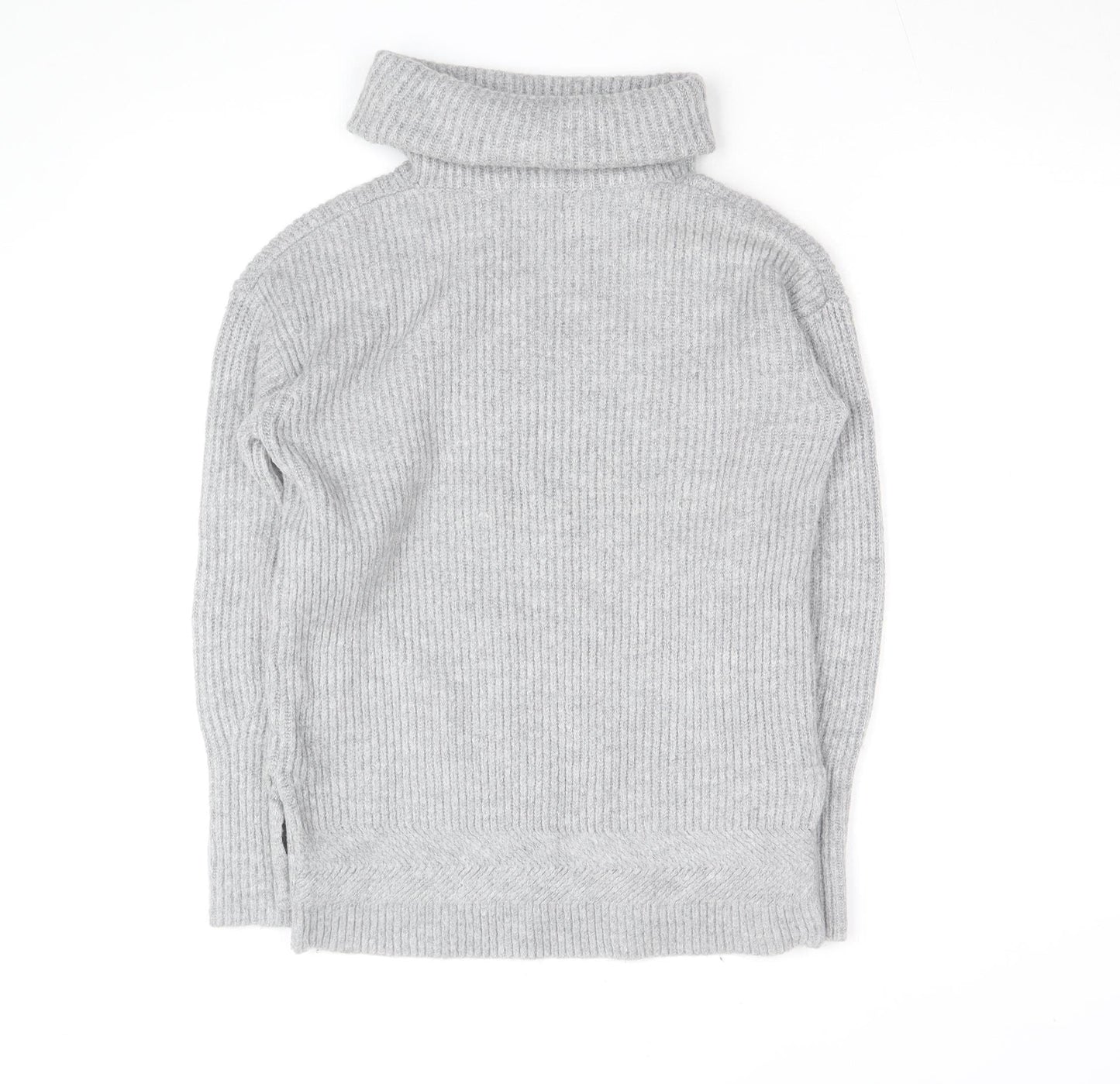 White Stuff Women's Grey Roll Neck Wool Blend Jumper Size 8