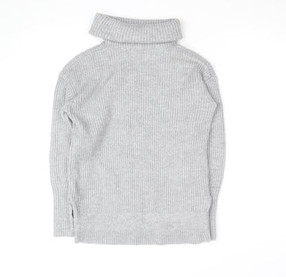 White Stuff Women's Grey Roll Neck Wool Blend Jumper Size 8
